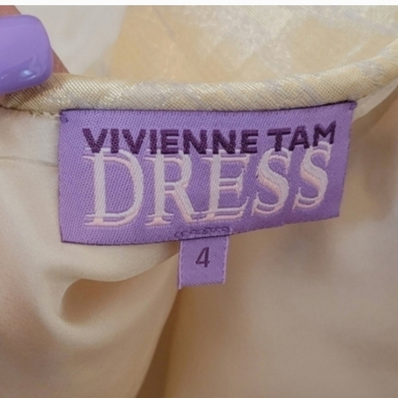 NWT VIVIENNE TAM Linen Silk Dress Size 4 Champaign - Picture 6 of 9